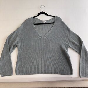 Reitmans Blue/Gray V-Neck Sweater Classic Knit Design